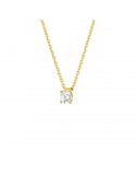 Claw set solitaire diamond necklace in 18 K gold