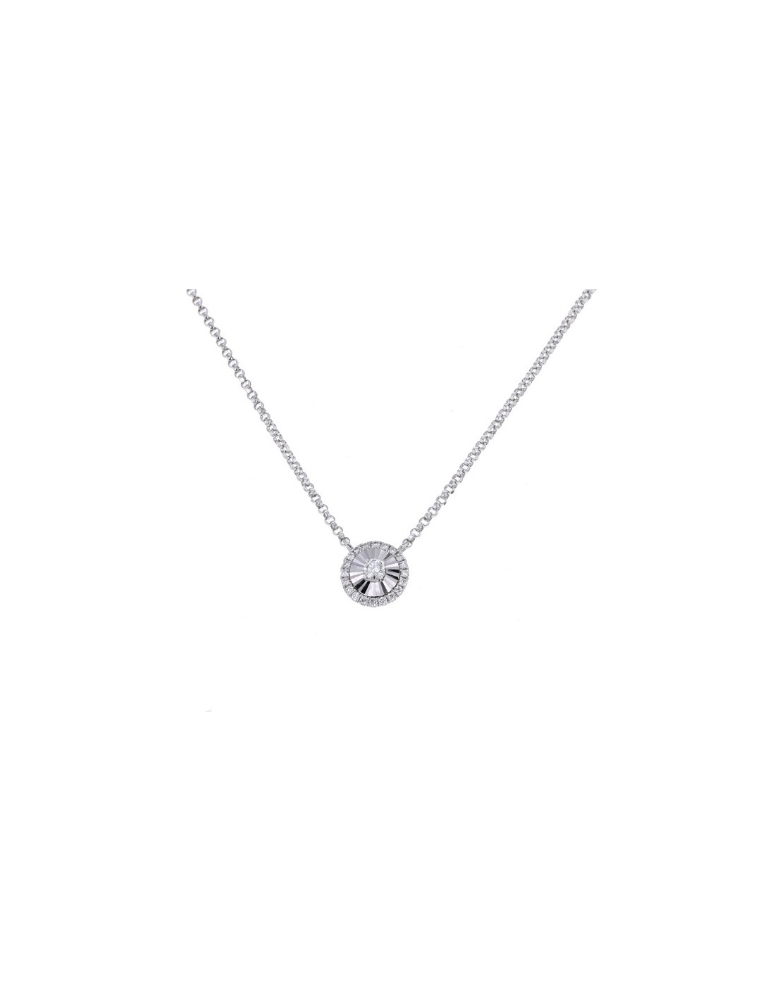 Diamond necklace CNC set round shape diamond necklace in 18 K gold