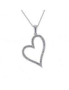 Heart shape diamonds pendant in silver 925/1000