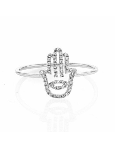 Fatima hand ring pave set in 9 K gold