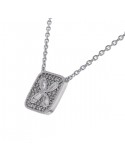 Amulet square shape pave set vintage style diamond necklace in 18 K gold
