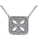 Amulet square shape pave set vintage style diamond necklace in 18 K gold