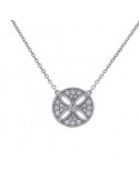 Amulet round shape pave set vintage style diamond necklace in 18 K gold