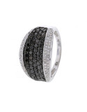 Microset black and white diamonds ring in 18 K gold