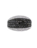 Microset black and white diamonds ring in 18 K gold