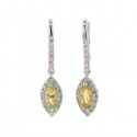 Boucles d'oreilles citrine quartz rose diamants en or blanc