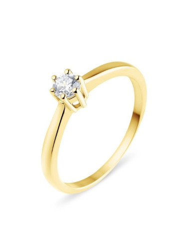 Solitaire simple classique diamant monté six griffes  en or jaune