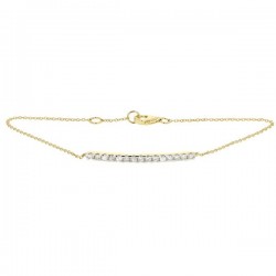 Bracelet barrette sertie diamants montée sur chaîne en or jaune