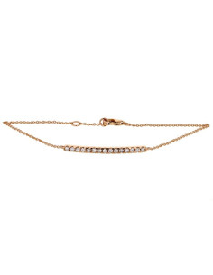 Bracelet barrette sertie diamants montée sur chaîne en or rose