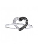 Black and white diamond pave set ring in 9 K gold