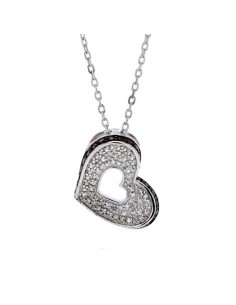 Black and white diamonds necklace in silver 925/1000