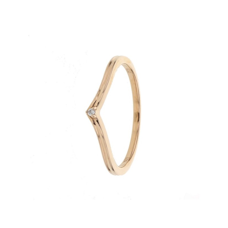 Wishbone shaped diamond wedding ring in 18 K gold