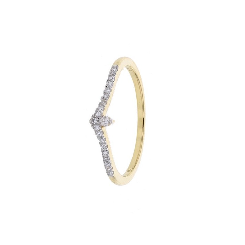 Wishbone shaped engagement ring in 18 K gold