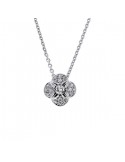 Pave set cushion solitaire diamond necklace in 18 K gold