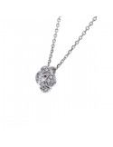 Pave set cushion solitaire diamond necklace in 18 K gold