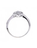 Pave set cushion ring with solitaire diamond in 18 K gold