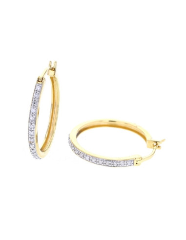 Classic pave set diamond hoops in 18 K gold