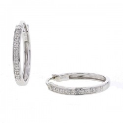 Classic pave set diamond hoops in 18 K gold