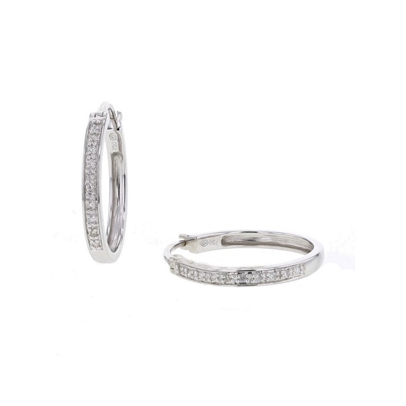 Classic pave set diamond hoops in 18 K gold