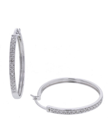 Classic pave set diamond hoops in 18 K gold