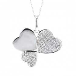 Hearts shape diamond pave set pendant in silver 925/1000