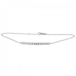 Bracelet barrette sertie diamants montée sur chaîne en or blanc