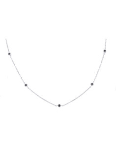Three claw set solitaire black diamond necklace in 18 K gold