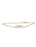 Bracelet love pavé de diamants sur une chaîne en or rose