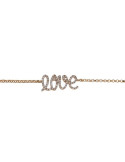 Bracelet love pavé de diamants sur une chaîne en or rose