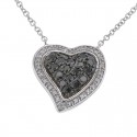 Hear shape necklace with black and white diamonds in 18 K gold
