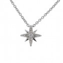 Modern star pave set diamonds necklace in 9 K gold