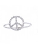 Peace sign ring pave set diamonds in 18 K gold