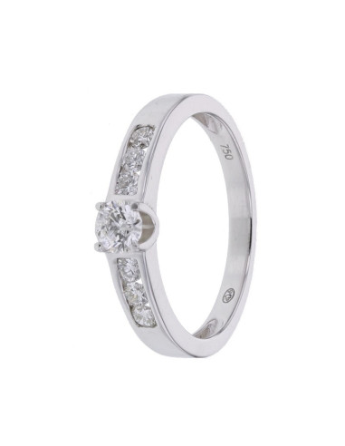 Diamond engagement ring in white gold - 18 K gold: 2.80 Gr