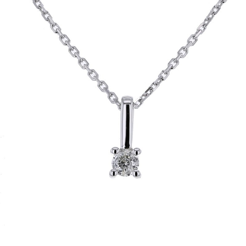 Diamond necklace in white gold - 18 K gold: 1.84 Gr