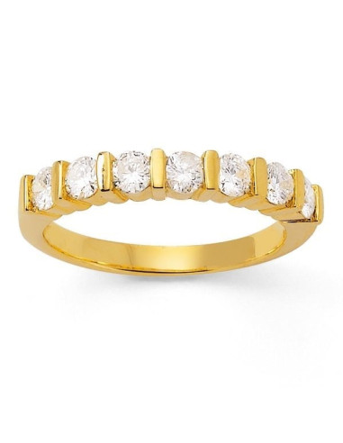 Diamond wedding ring in yellow gold - 18 K gold: 4.50 Gr