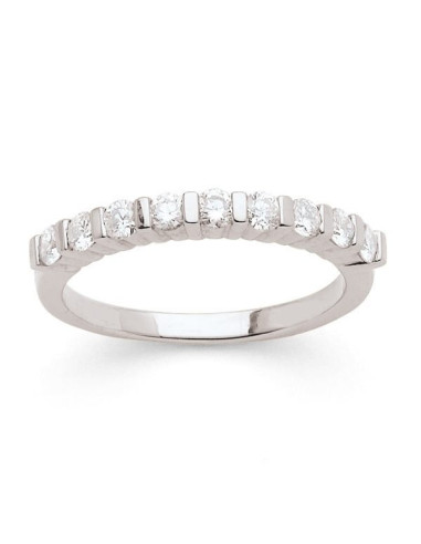 Demi-alliance diamants sertis entre barrettes  en or blanc