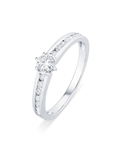 Diamond engagement ring in white gold - 18 K gold: 2.10 Gr