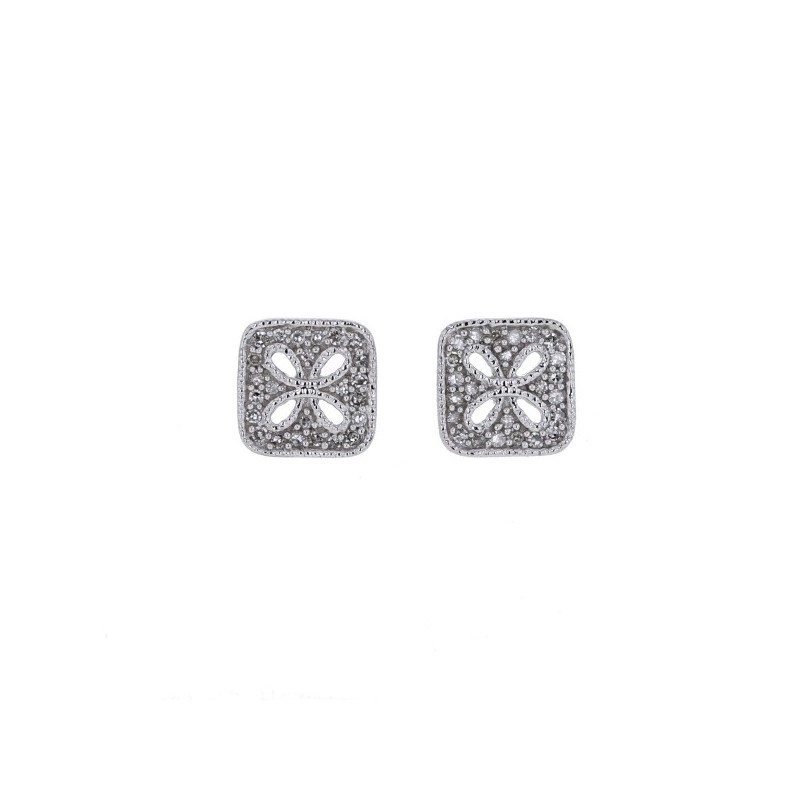Boucles d'oreilles carrées diamants en or blanc
