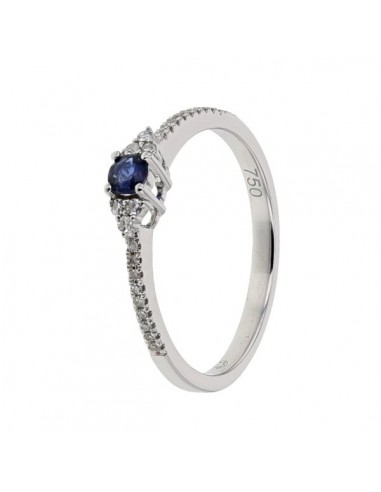 Sapphire and diamonds ring in white gold - 18 K gold: 2.01 Gr