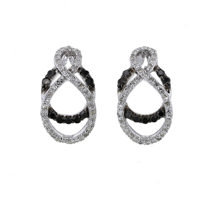 Pave set diamond earrings in 9 K gold