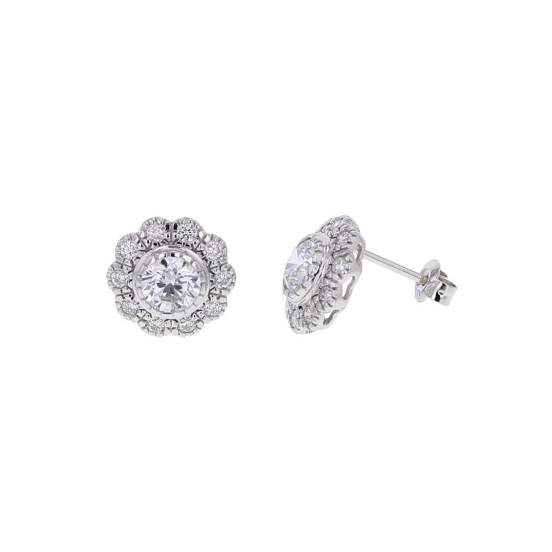 Diamond earrings in white gold - 18 K gold: 3.16 Gr