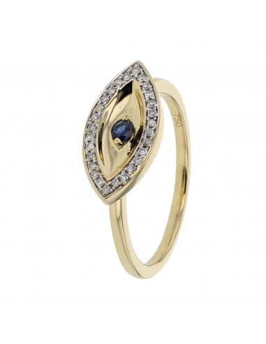 Sapphire and diamonds ring in yellow gold - 18 K gold: 3.00 Gr