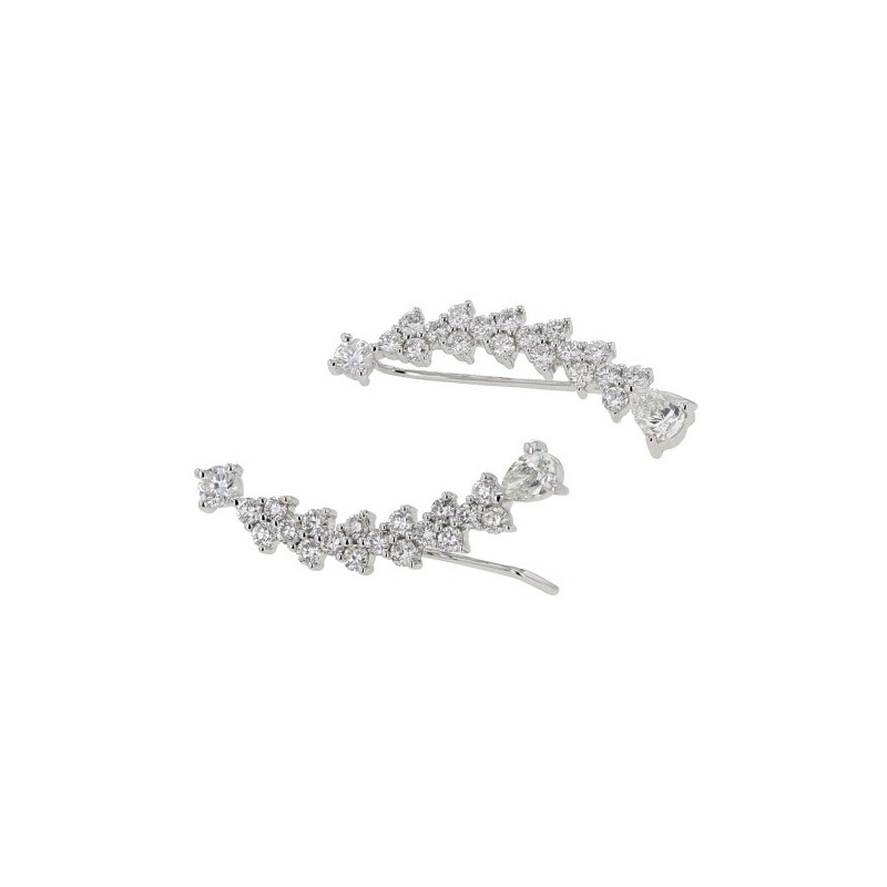 Diamond earrings in white gold - 18 K gold: 2.62 Gr