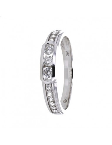 Diamond wedding ring in white gold - 18 K gold: 2.60 Gr