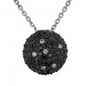 Disc pave set black and white diamonds necklace in 18 K gold