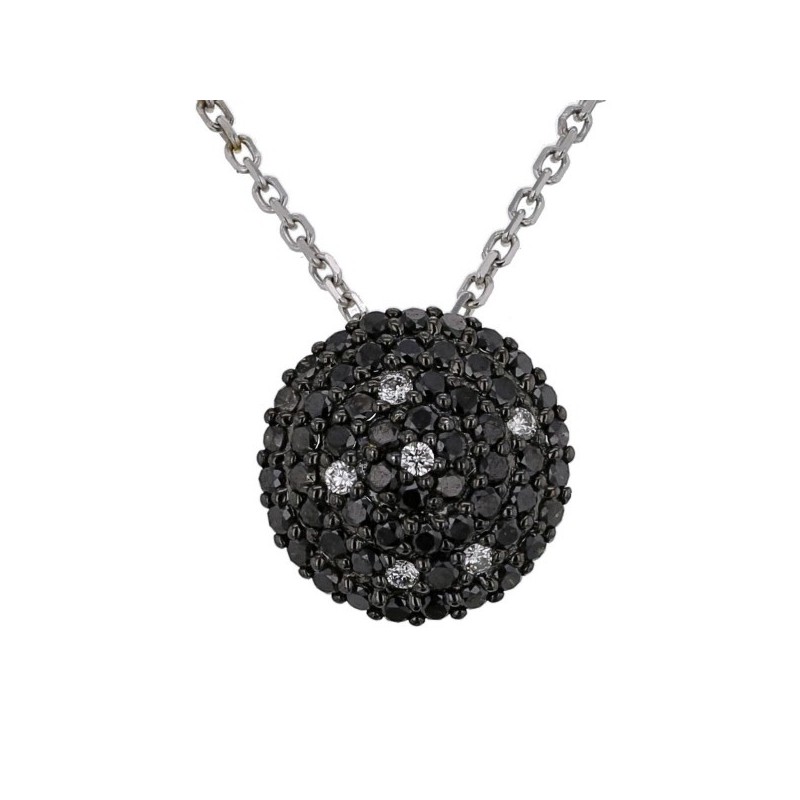 Diamond necklace Disc pave set black and white diamonds necklace