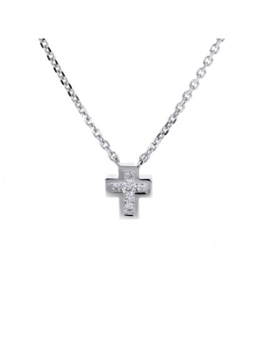 Collier croix diamants en or blanc