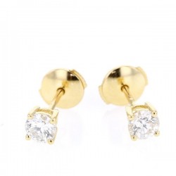 Diamond solitaire diamond studs, claw setting in 18 K gold