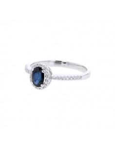 Sapphire and diamonds ring in white gold - 9 K gold: 1.85 Gr