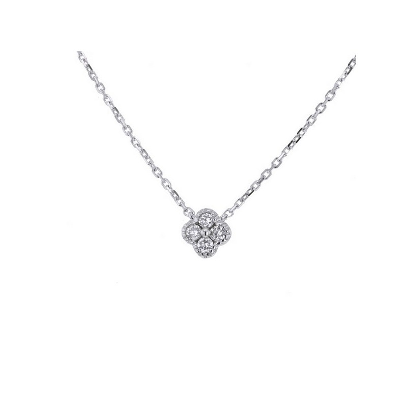 Diamond set clover necklace in 18 K gold